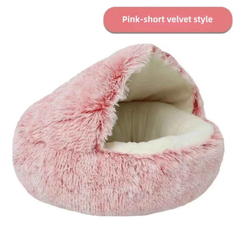 Soft Plush Semi-Enclosed Pet Bed