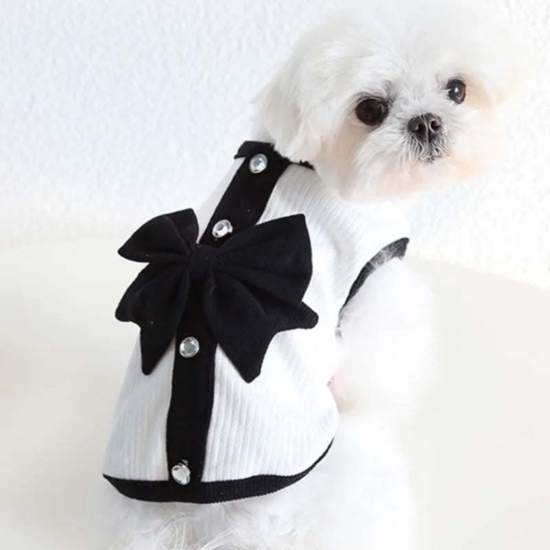 Luxury Dog Dress with Bowknot Lace – Summer Cotton Puppy Skirt for Small Dogs