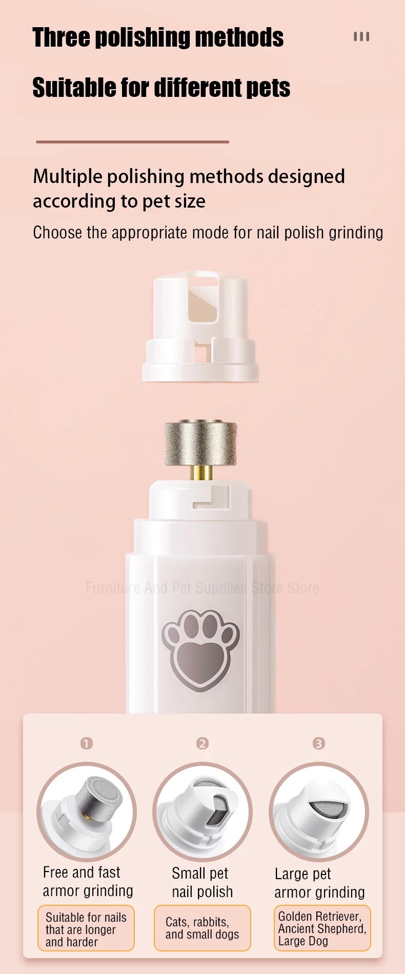 USB Rechargeable Pet Nail Clipper with Polisher Wheel
