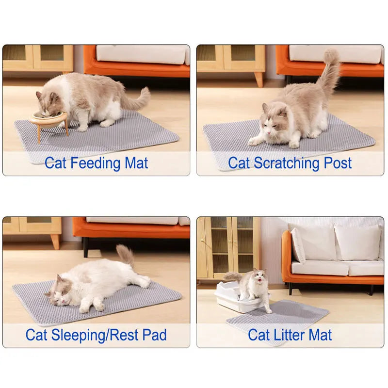 Waterproof Double-Layer Cat Litter Mat – Non-Slip, Easy-Clean Litter Trapping Pad for Cats