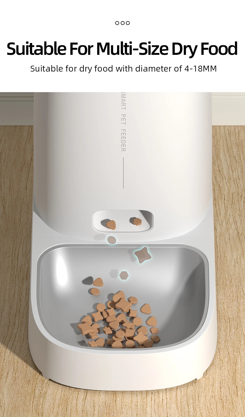 ROJECO Automatic Smart WiFi Pet Feeder, Remote-Controlled Cat & Dog Food Dispenser