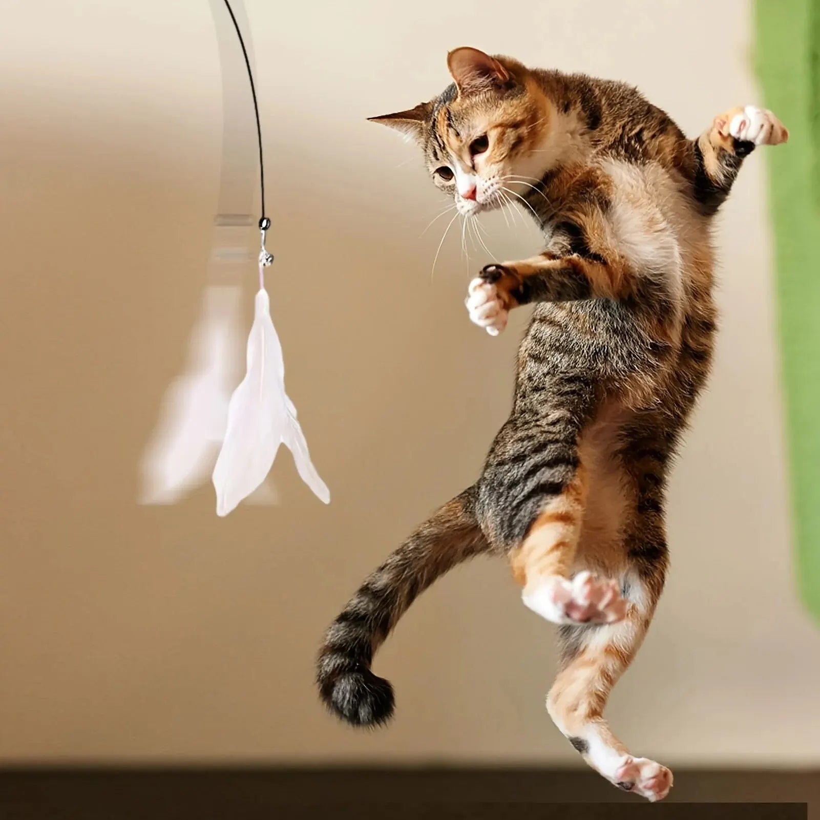 Interactive Cat Teaser Toy with Bell & Feather