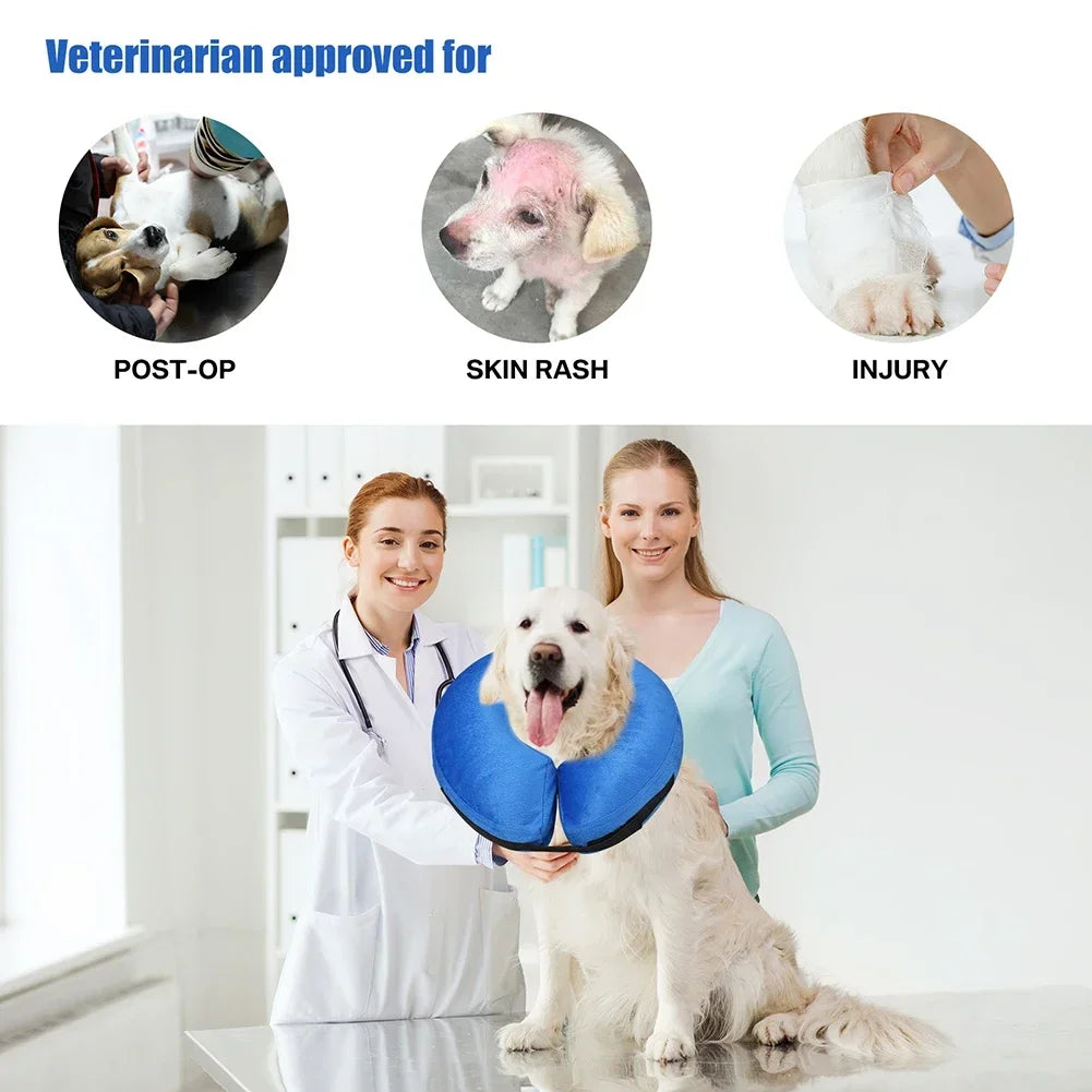 Protective Inflatable Dog Recovery Collar – Soft Pet Cone for Dogs and Cats