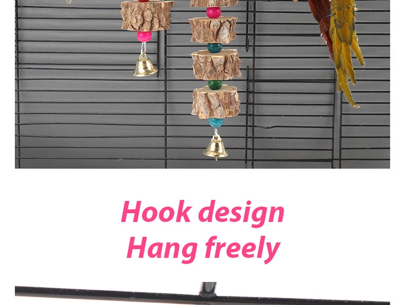 Natural Wooden Parrot Chew Toy — Bird Cage Chewing & Destruction Toy