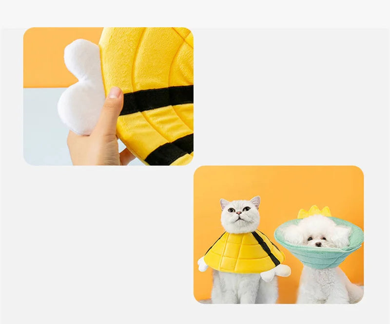 Pet Elizabethan Recovery Collar, Lick & Bite Protection Headgear for Cats and Small Dogs