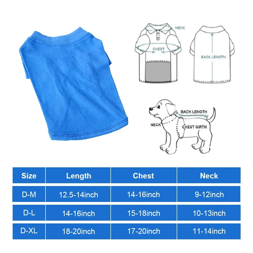 Solid Color Summer Dog T-Shirt Vest, Breathable Cotton for Dachshunds