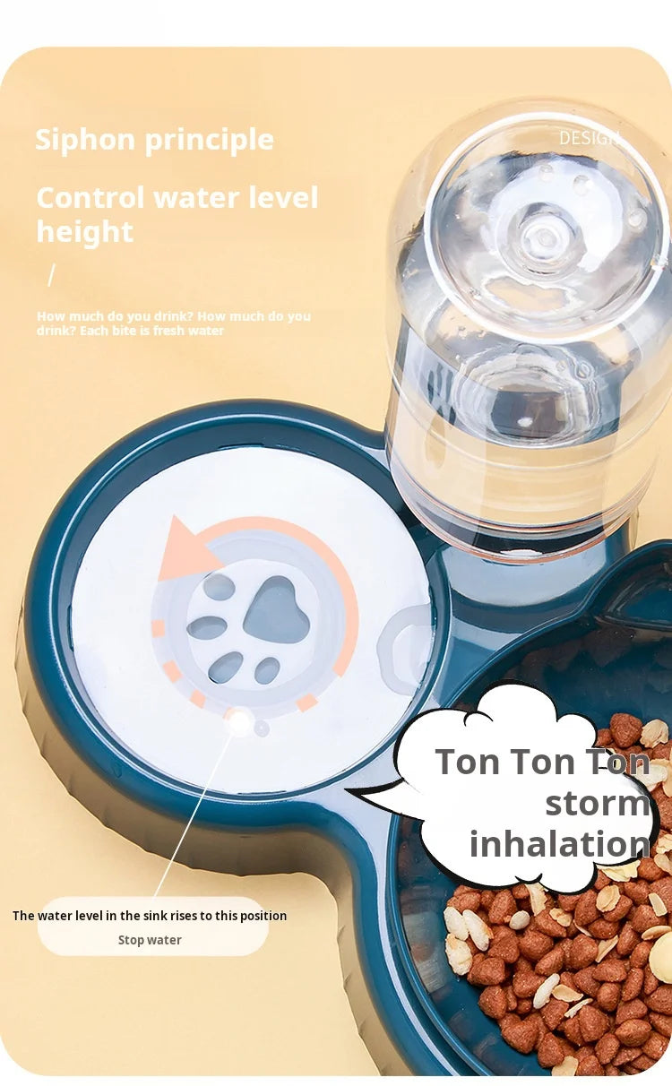 3-in-1 Tilted Pet Bowl Set with Gravity Water Feeder