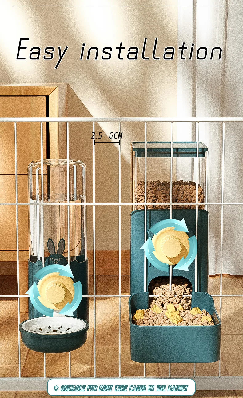Automatic Hanging Pet Feeder with Water Bottle & Food Dispenser