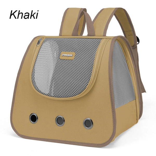 Foldable Portable Cat Backpack, Breathable Double Shoulder Pet Carrier for Cats & Small Dogs