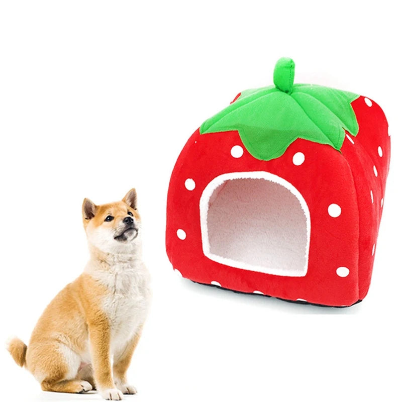 Strawberry Hamster House & Small Pet Hideout Bed