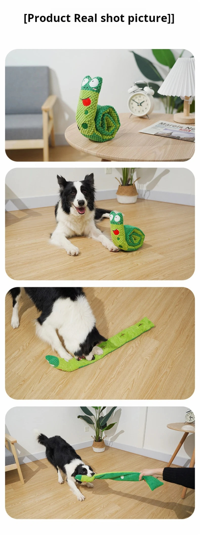 Interactive Dog Puzzle Feeder Toy, Indestructible Plush Squeaky Snail for Puppies and Dogs