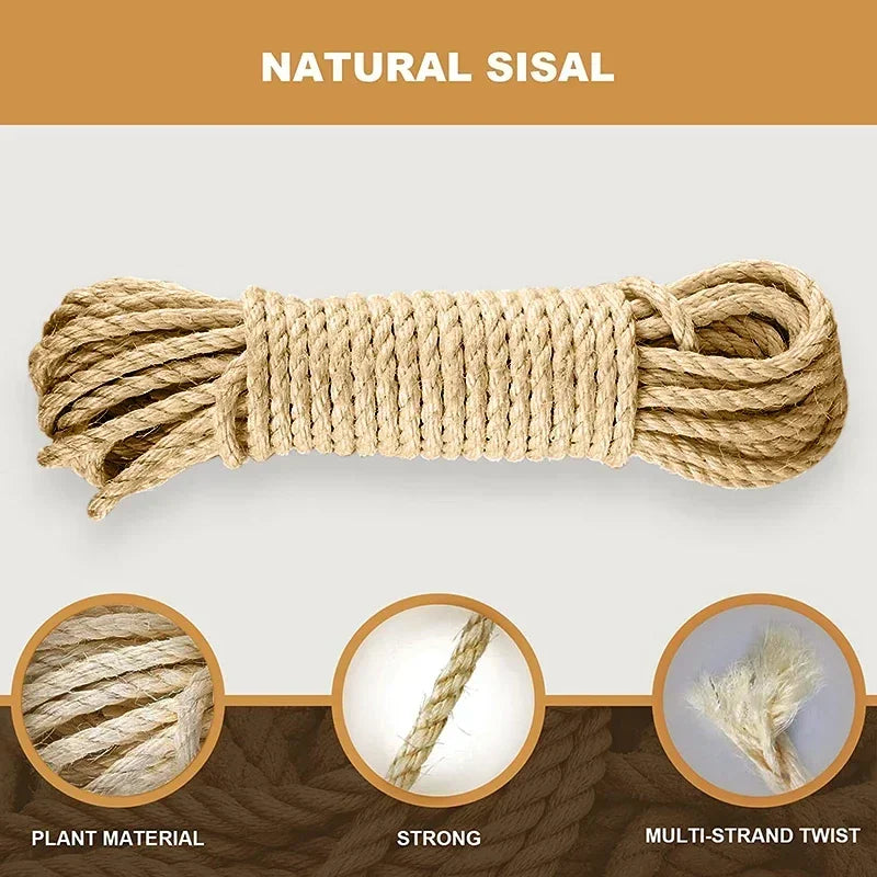 20M Natural Sisal Rope — DIY Cat Scratcher & Furniture Protector