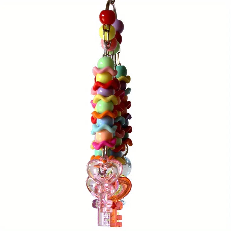 Acrylic Bird Toy with Bells & Colorful Strings