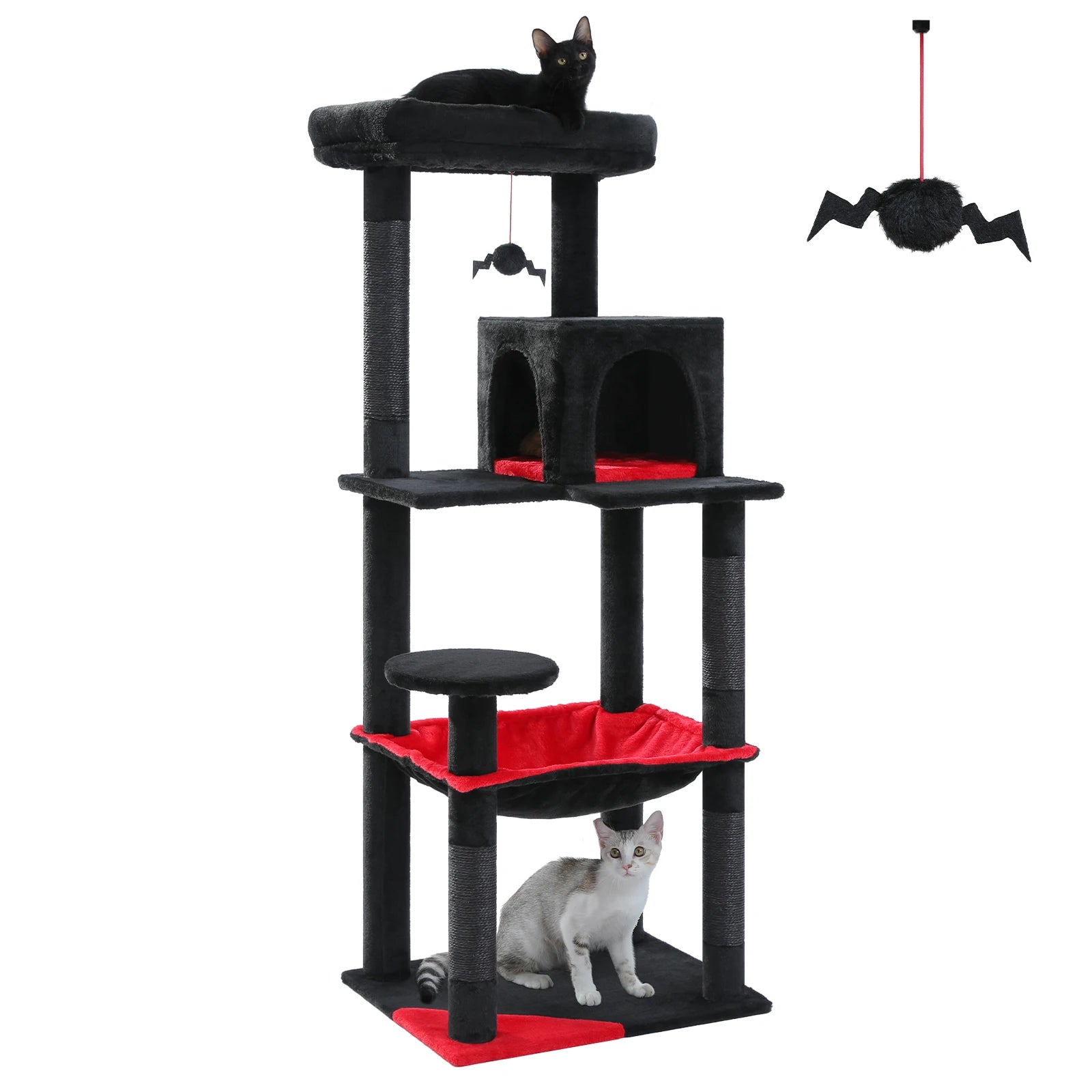 5-Level Cat Tree Tower for Large Cats with Hammock, Condo & Scratching Posts