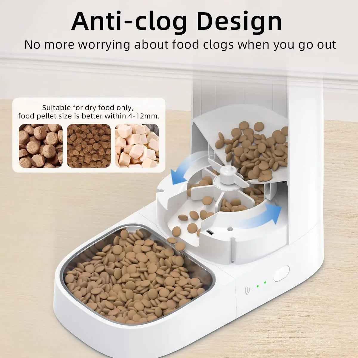 ROJECO Automatic Smart WiFi Pet Feeder, Remote-Controlled Cat & Dog Food Dispenser