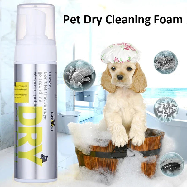 Pet Dry Cleaning Foam – No-Rinse Shampoo for Dogs, Cats, and Puppies