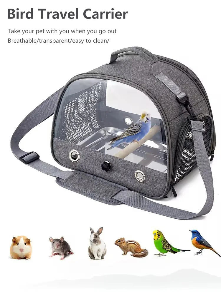 Portable Bird Travel Carrier with Stainless Steel Tray