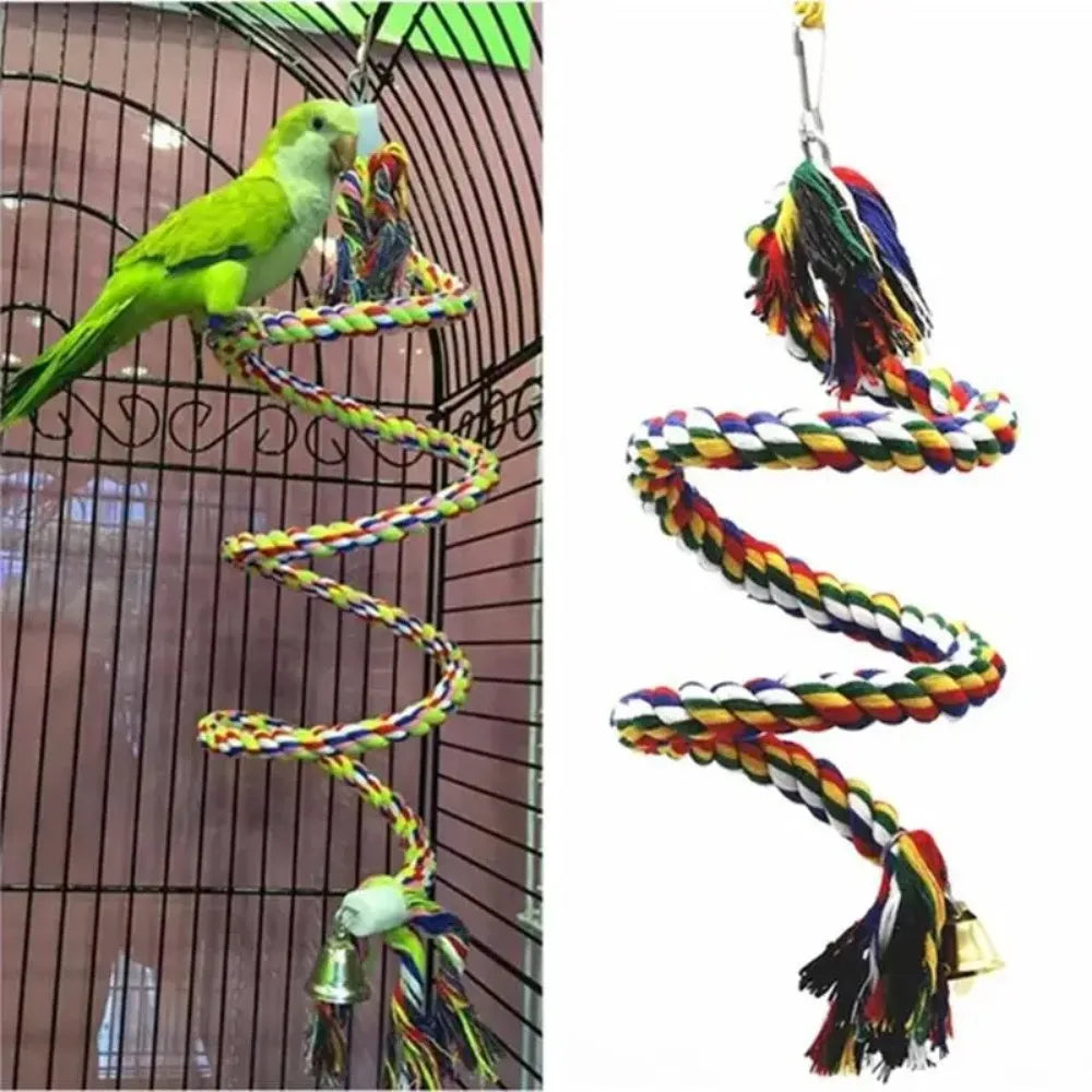 Wicker Rope Hanging Parrot Toy — Chew & Swing Cage Accessory for Small Birds
