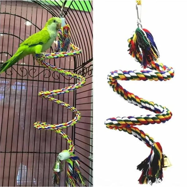 Wicker Rope Hanging Parrot Toy — Chew & Swing Cage Accessory for Small Birds