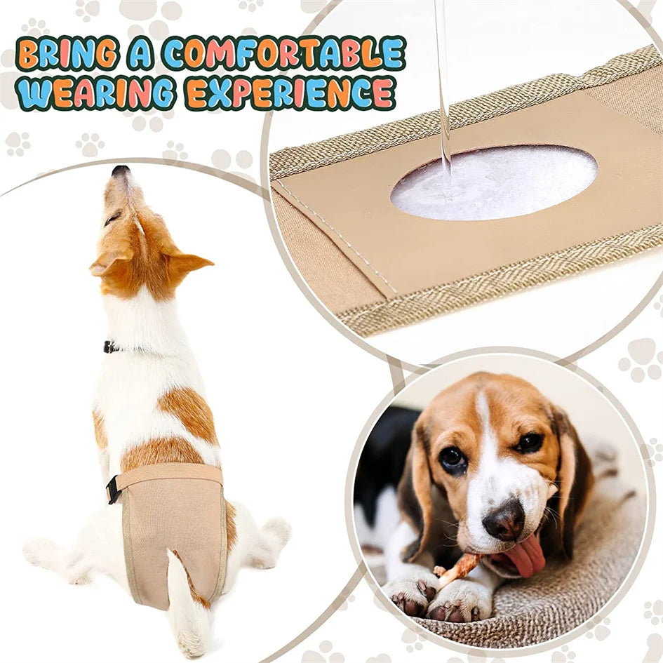 Female Dog Washable Diaper Pants with 8 Sanitary Pads, Anti-Harass Physiological Nappies