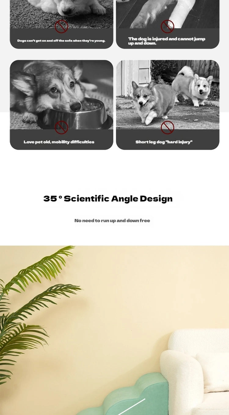 2/3 Step Memory Foam Pet Stairs with Washable Cover & Non-Slip Base