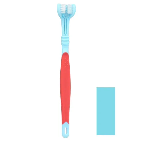 3-Sided Pet Toothbrush for Dogs & Cats, Dental Cleaning Tool for Bad Breath & Tartar Removal