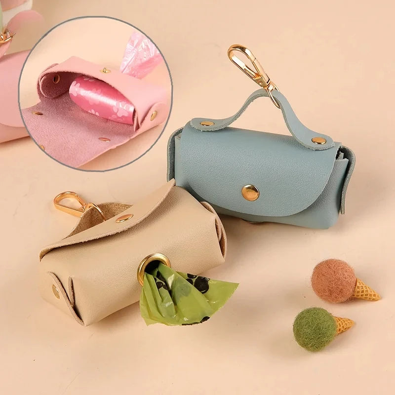 Portable Leather Dog Poop Bag Holder – Stylish Dispenser for Pet Waste Bags