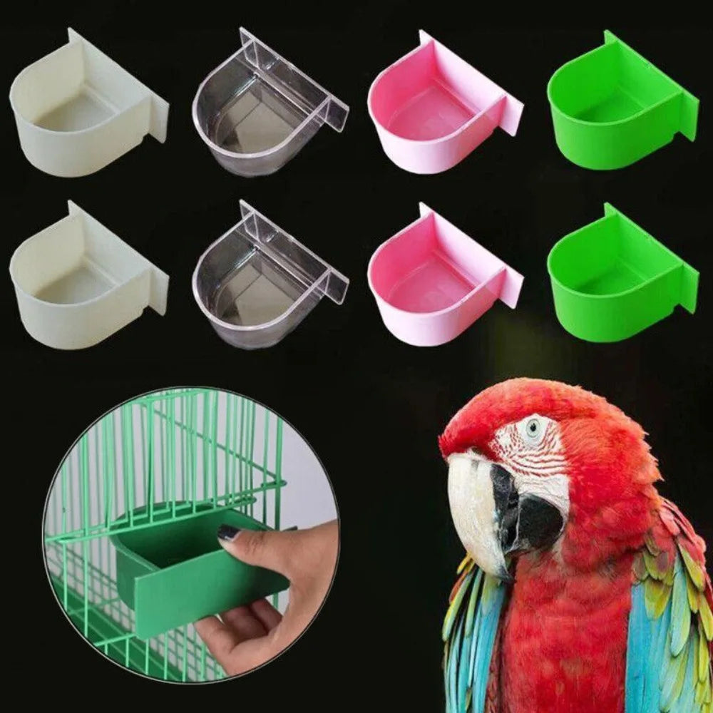 Bird Cage Feeding Bowl, Half-Round Food & Water Trough for Parrots and Small Birds