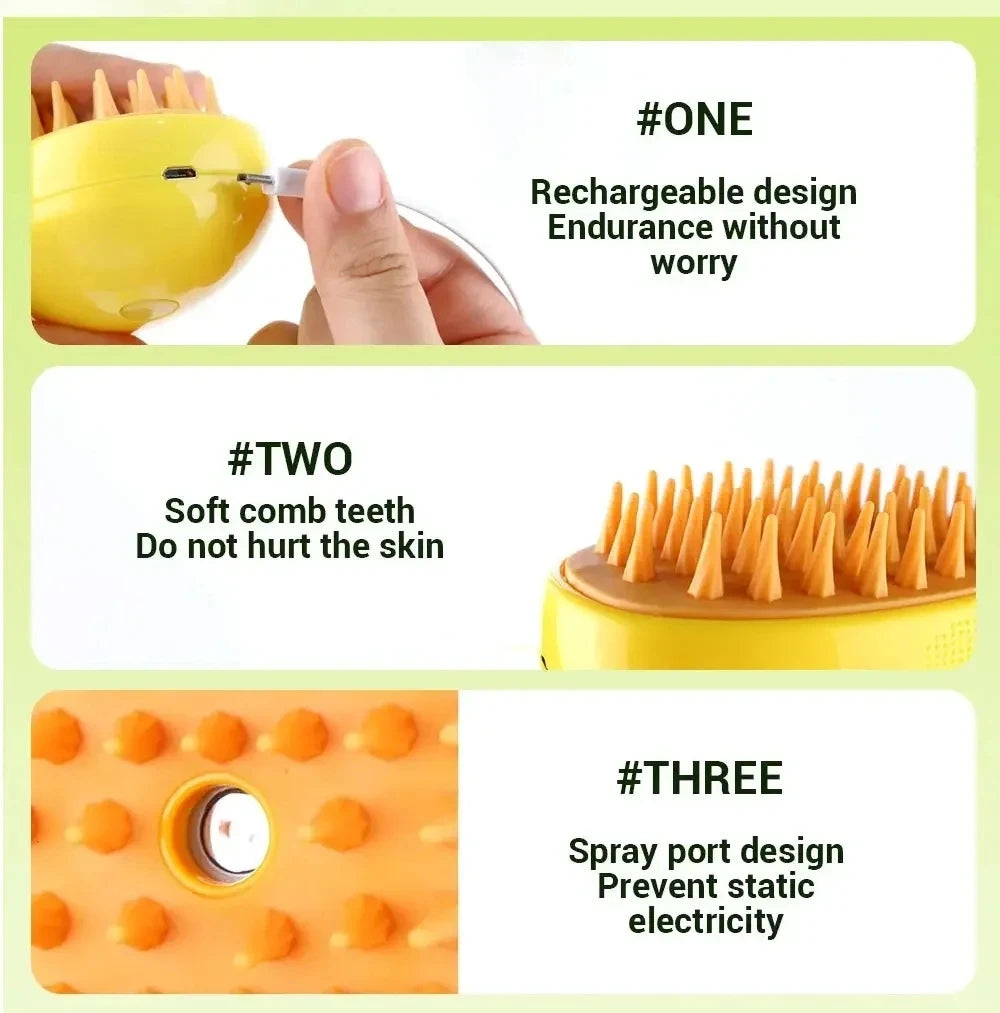 3-in-1 Electric Steam Grooming Brush