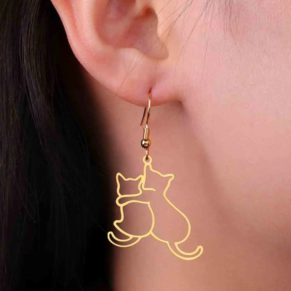 Hugging Puppy & Kitten Pendant Necklace for Pet Lovers