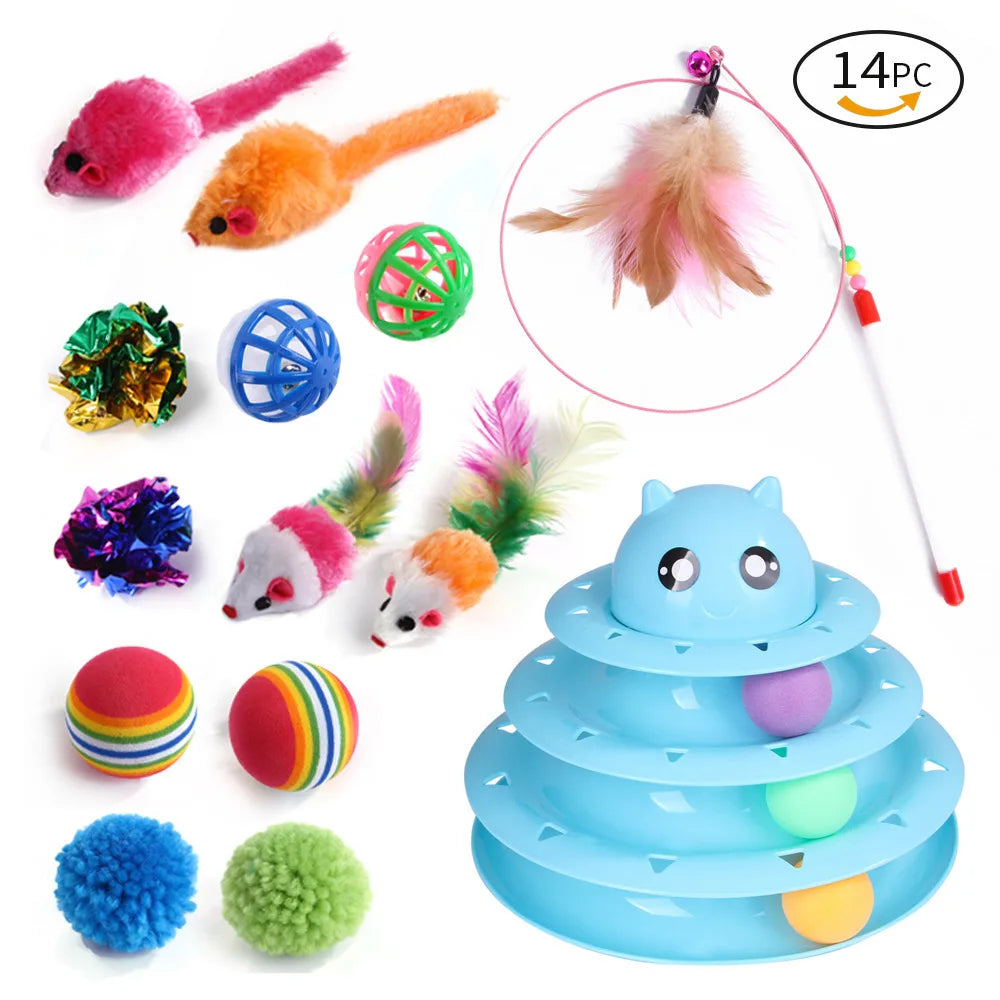 Cat Toy Variety Set with Teaser Sticks, Mice & Balls
