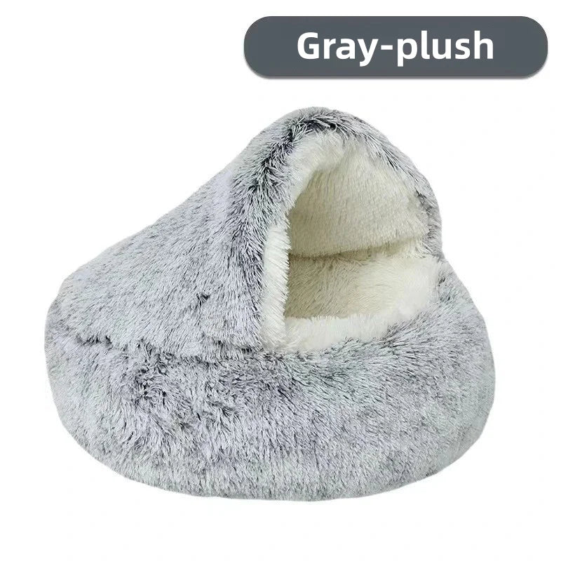 Soft Plush Semi-Enclosed Pet Bed