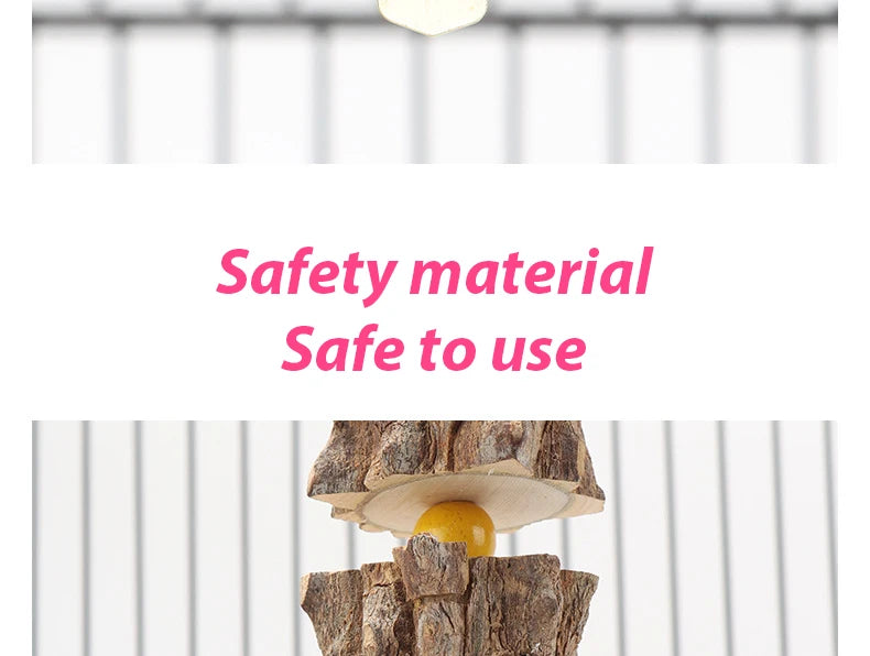 Natural Wooden Parrot Chew Toy — Bird Cage Chewing & Destruction Toy