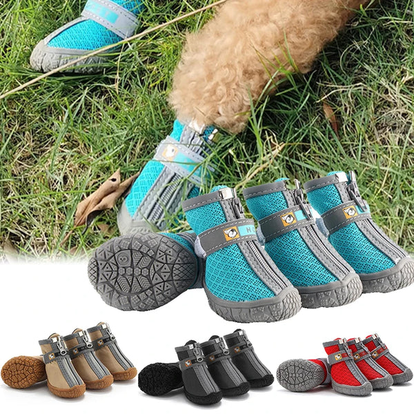 Warm Dog Shoes with Non-Slip Soles – Plush, Breathable, Protective Paw Booties