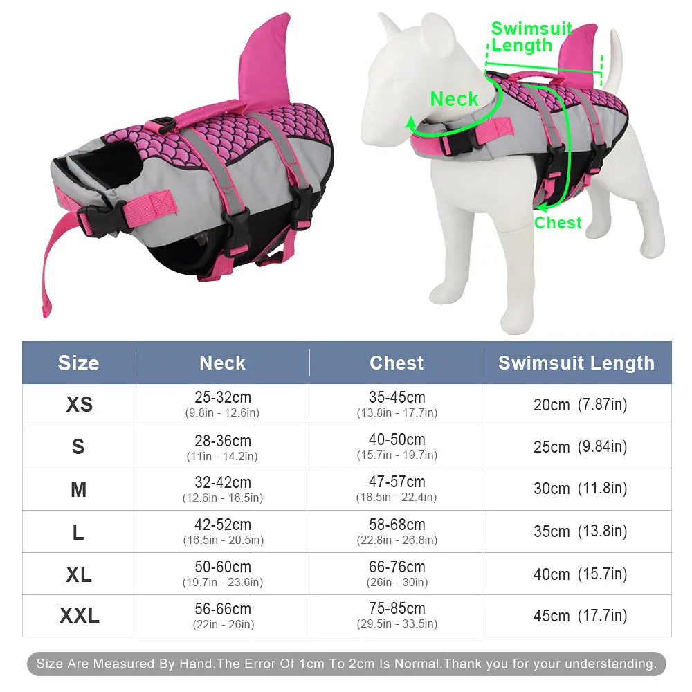 Shark Dog Life Jacket, Pet Swim Vest Harness Summer Swimwear
