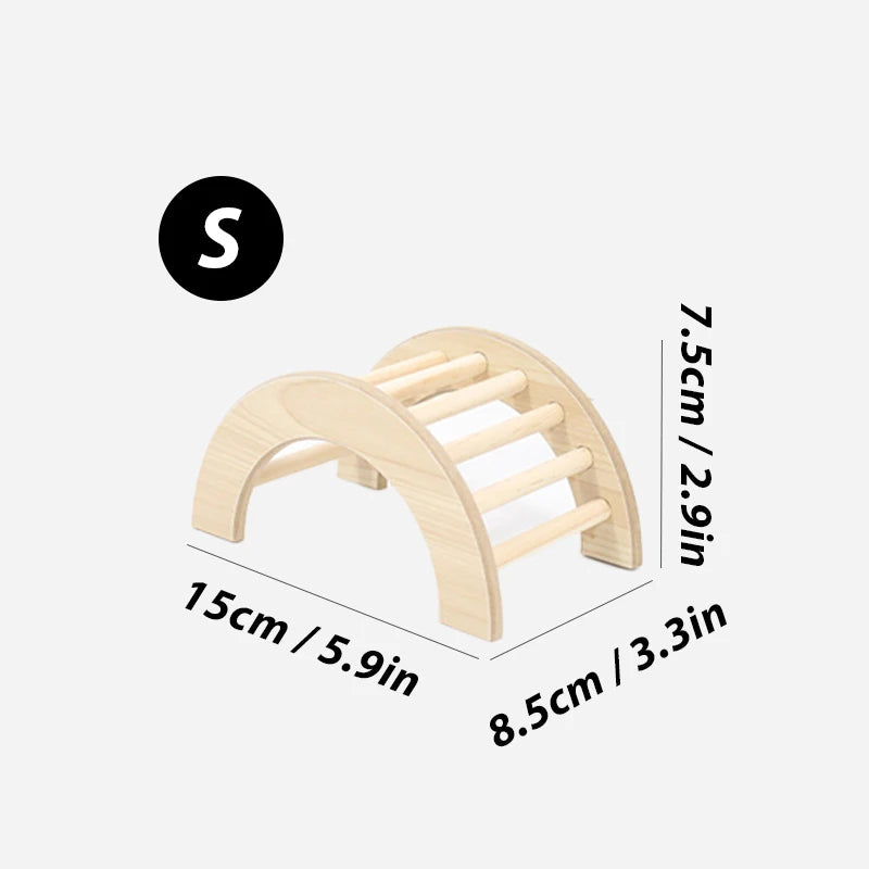 Wooden Climbing Ladder & Bridge for Small Pets — S/M/L Sizes