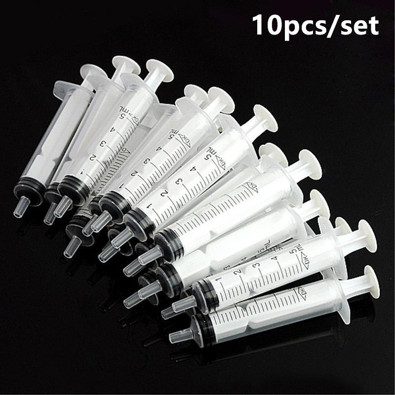10pcs Disposable 5ml Plastic Syringes (No Needle) for Pet Feeding & Lab Use