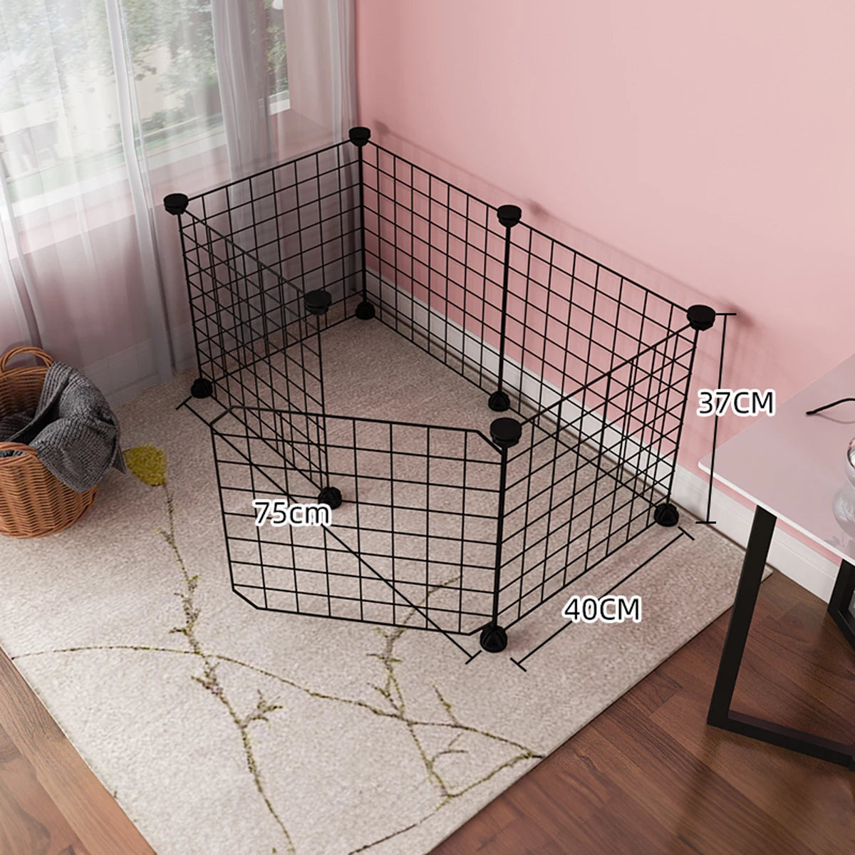 Indoor Encrypted Iron Mesh Pet Fence – Modular Cage for Dogs, Cats, Rabbits & Small Pets