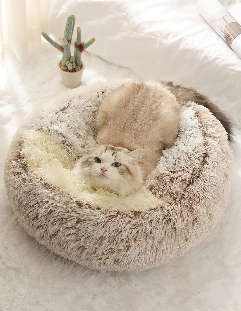 Soft Plush Semi-Enclosed Pet Bed