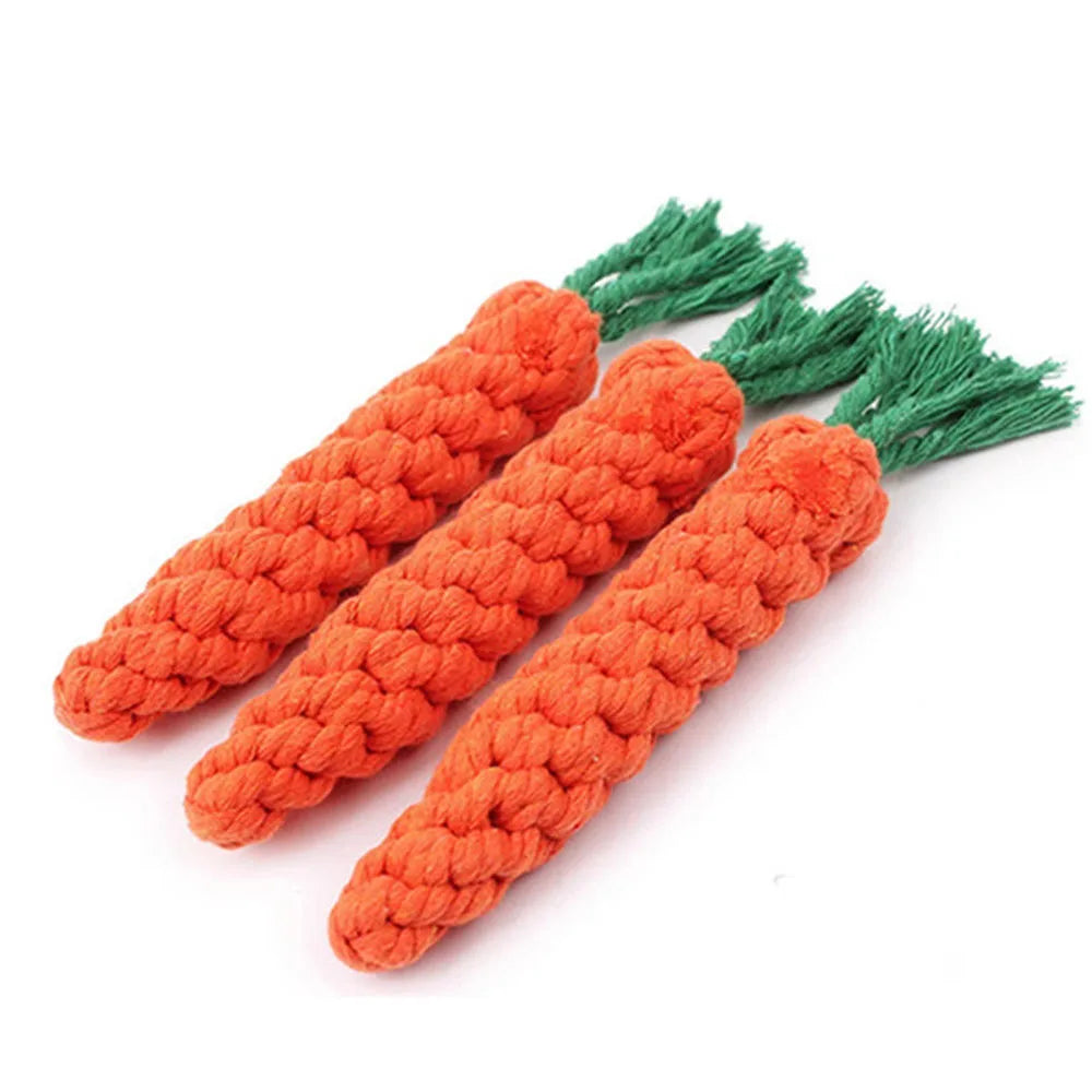 Carrot Rope Dog Chew Toy, Durable Braided Cotton Bite Toy for Puppies & Dogs