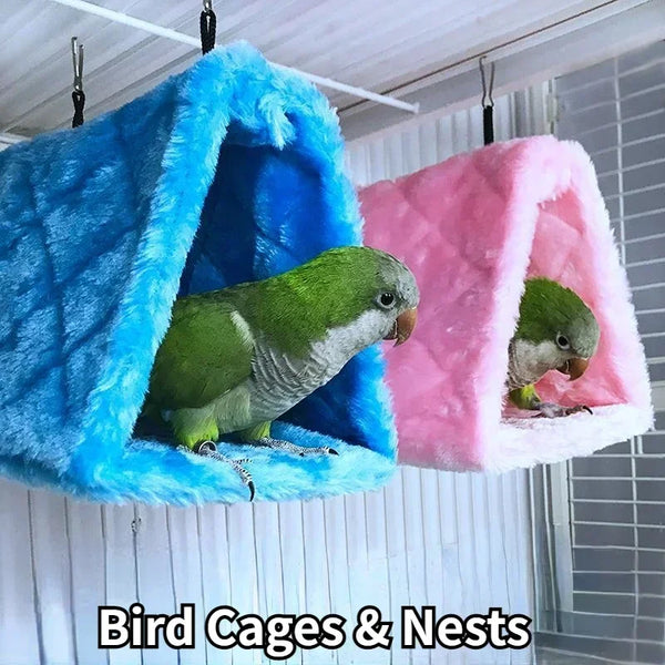 Warm Hanging Bird Hammock & Tent — Cozy Sleeping Hut for Parrots & Small Birds
