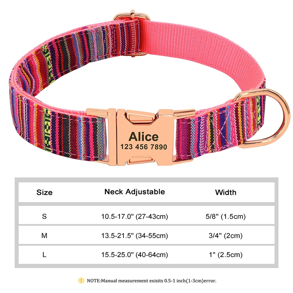 Personalized Nylon Dog Collar with Free Engraved ID Tag