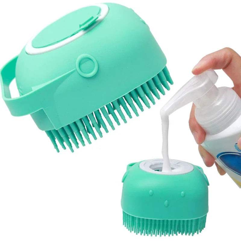 Pet Bathing Shampoo Brush – Soft Silicone Dog & Cat Grooming Scrubber