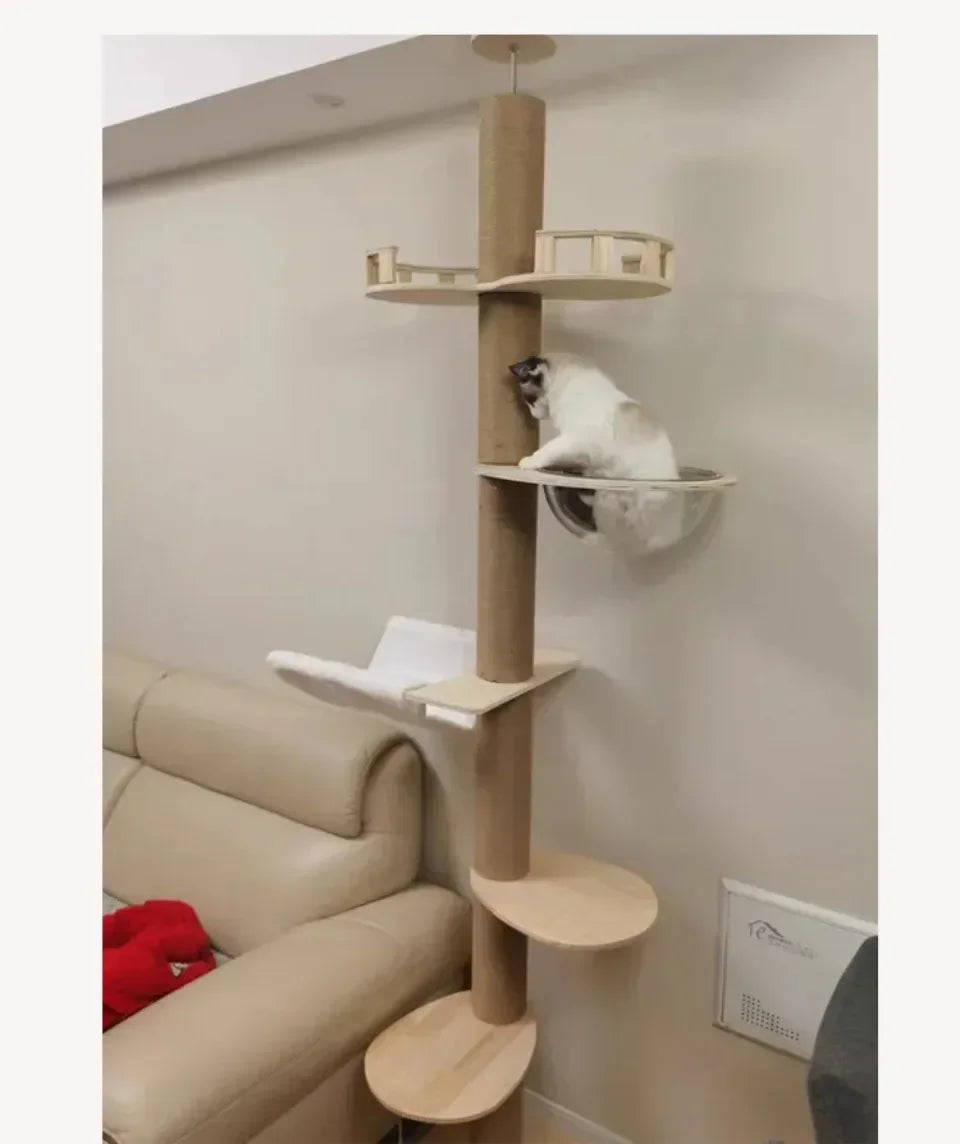 Solid Wooden Multilayer Cat Tree Tower & Climbing Frame