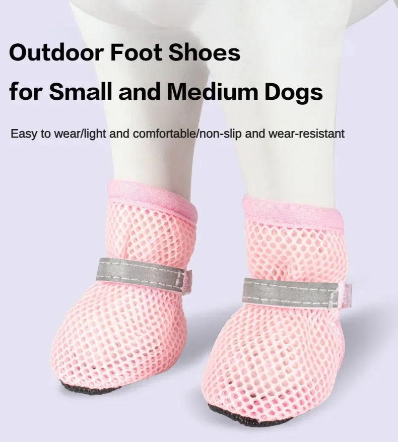 4pcs Non-Slip Breathable Dog Shoes for Small & Medium Pets