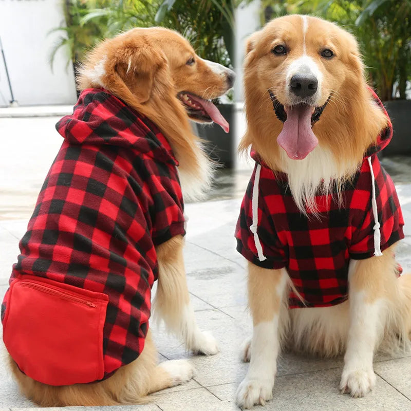 Reversible Plaid Dog Winter Coat, Warm Pet Jacket for Small, Medium & Large Dogs