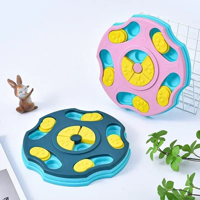 Interactive Dog Puzzle Slow Feeder Toy, IQ Training Food Dispenser Bowl for Dogs & Cats