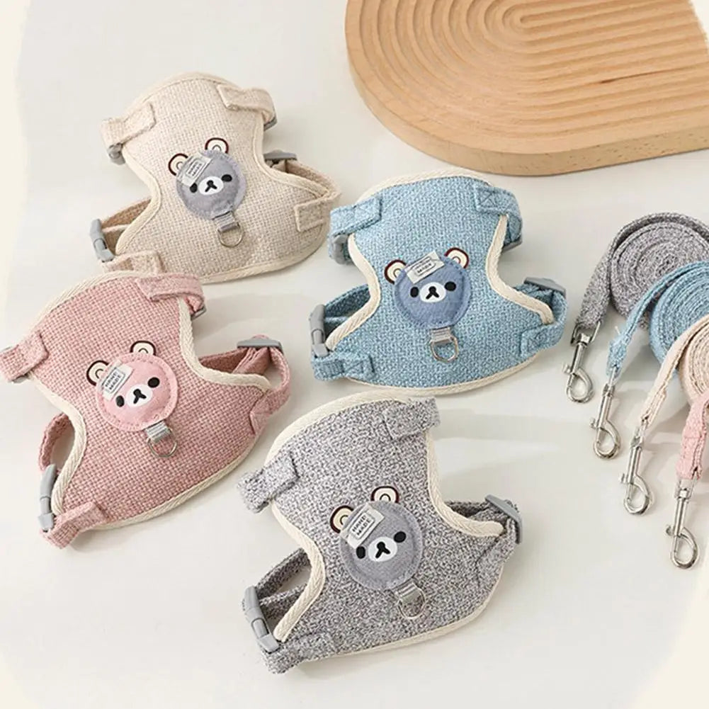 Small Pet Vest Harness & Leash Set for Dogs, Cats & Bunnies