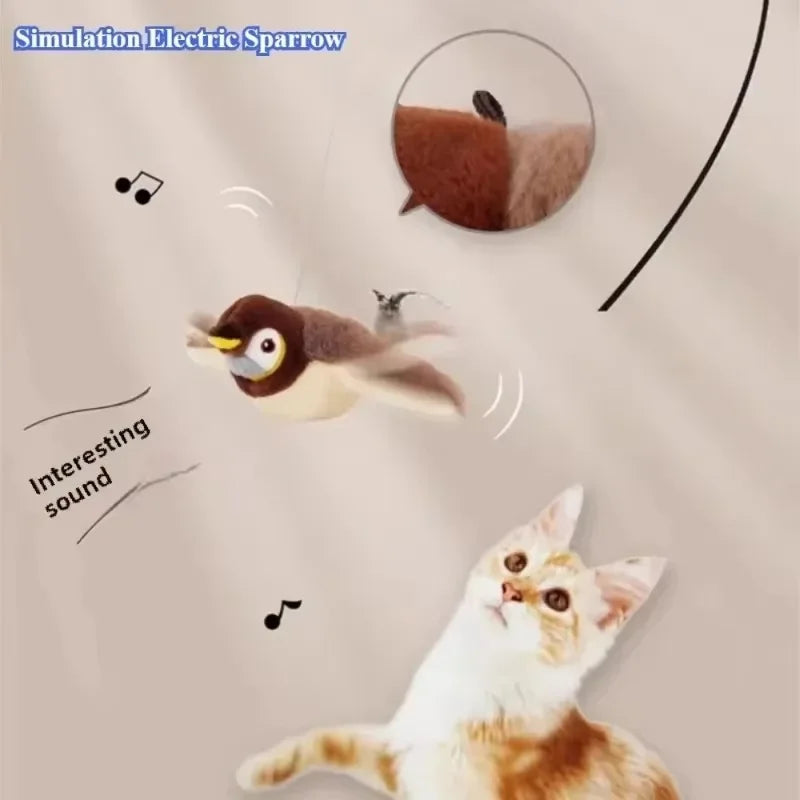 USB Rechargeable Catnip Plush Bird Toy, Touch-Activated Squeaky Toy for Cats & Dogs