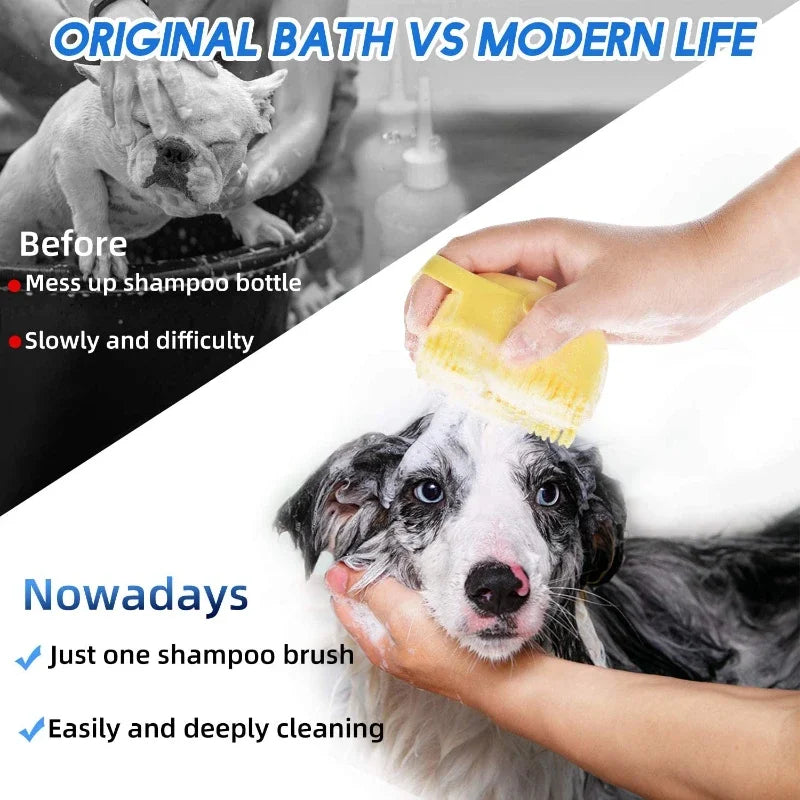 Pet Bathing Shampoo Brush – Soft Silicone Dog & Cat Grooming Scrubber
